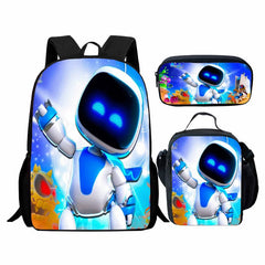 Astro Bot Backpack Schoolbag Lunch Bag Pencil Bag for Kids Students 3PCS