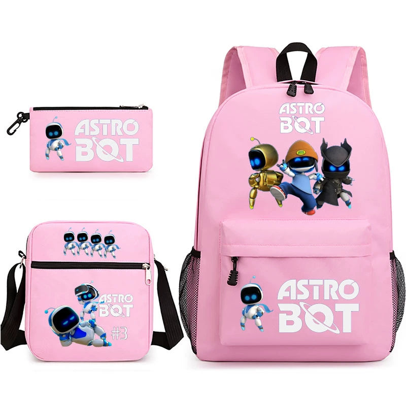 Astro Bot Schoolbag Backpack Shoulder Bag Pencil Bag 3pcs set for Kids Students