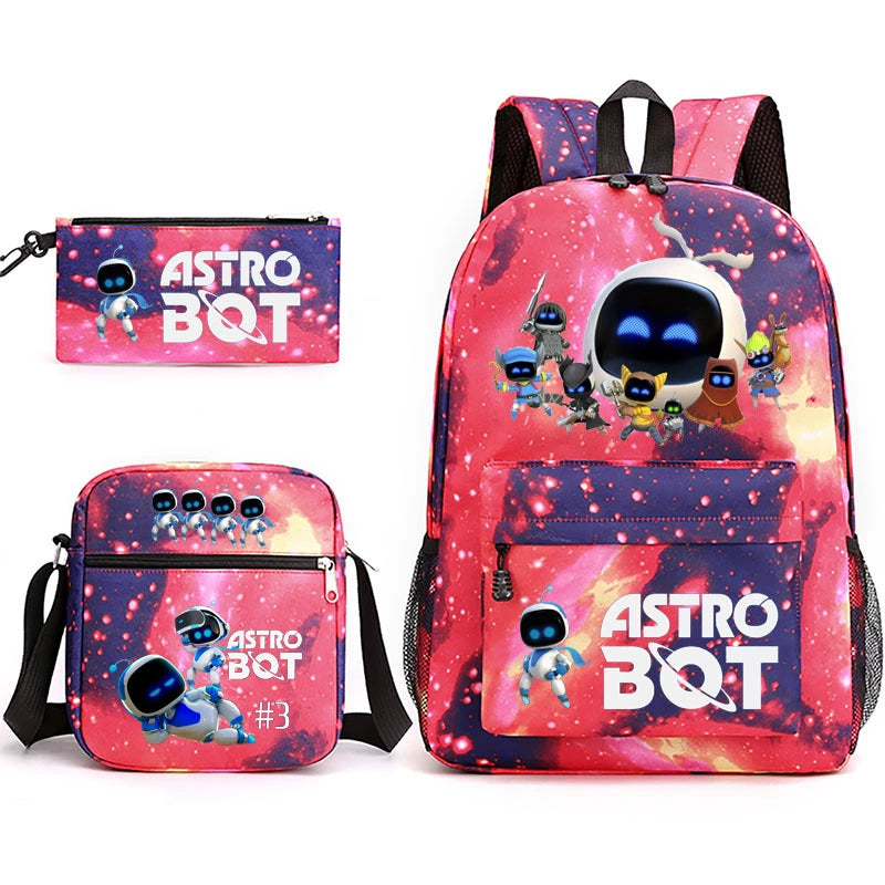 Astro Bot Schoolbag Backpack Shoulder Bag Pencil Bag 3pcs set for Kids Students