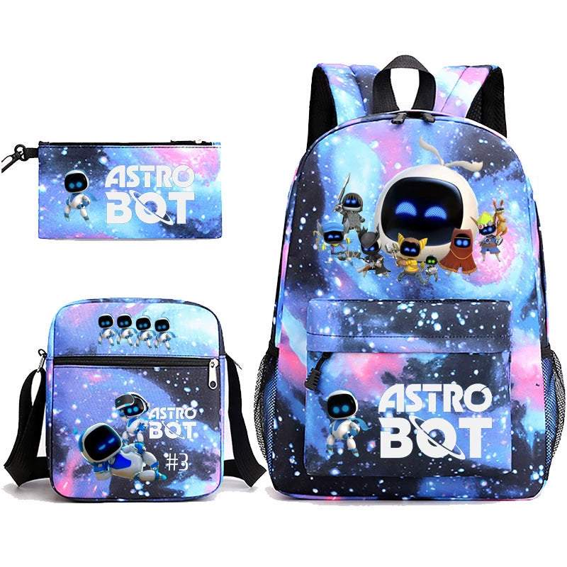 Astro Bot Schoolbag Backpack Shoulder Bag Pencil Bag 3pcs set for Kids Students