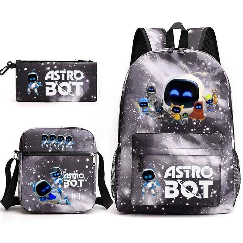 Astro Bot Schoolbag Backpack Shoulder Bag Pencil Bag 3pcs set for Kids Students