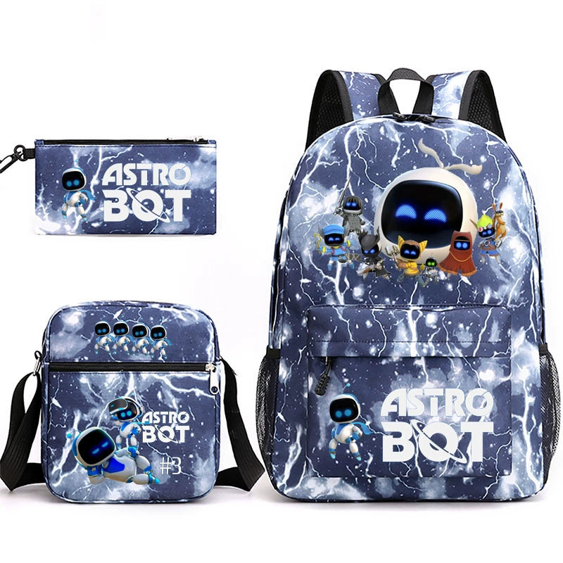 Astro Bot Schoolbag Backpack Shoulder Bag Pencil Bag 3pcs set for Kids Students