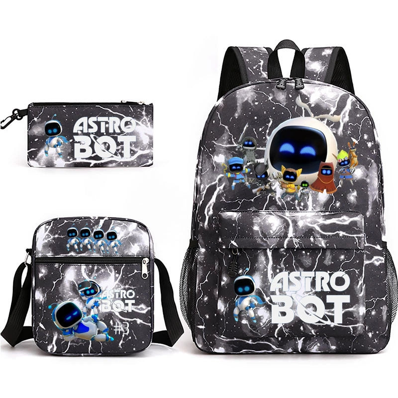 Astro Bot Schoolbag Backpack Shoulder Bag Pencil Bag 3pcs set for Kids Students