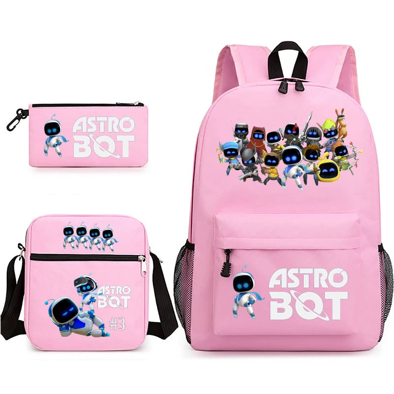 Astro Bot Schoolbag Backpack Shoulder Bag Pencil Bag 3pcs set for Kids Students