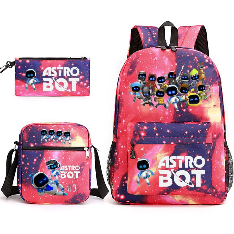 Astro Bot Schoolbag Backpack Shoulder Bag Pencil Bag 3pcs set for Kids Students