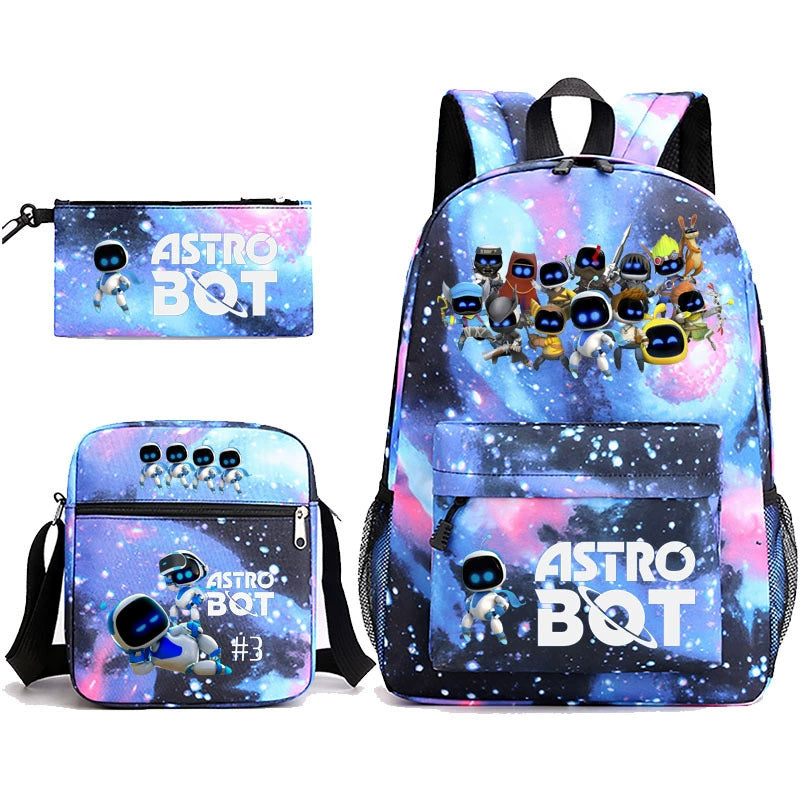 Astro Bot Schoolbag Backpack Shoulder Bag Pencil Bag 3pcs set for Kids Students
