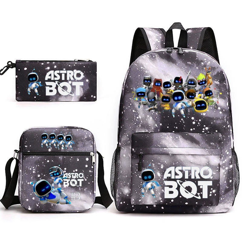 Astro Bot Schoolbag Backpack Shoulder Bag Pencil Bag 3pcs set for Kids Students