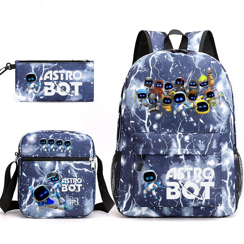 Astro Bot Schoolbag Backpack Shoulder Bag Pencil Bag 3pcs set for Kids Students