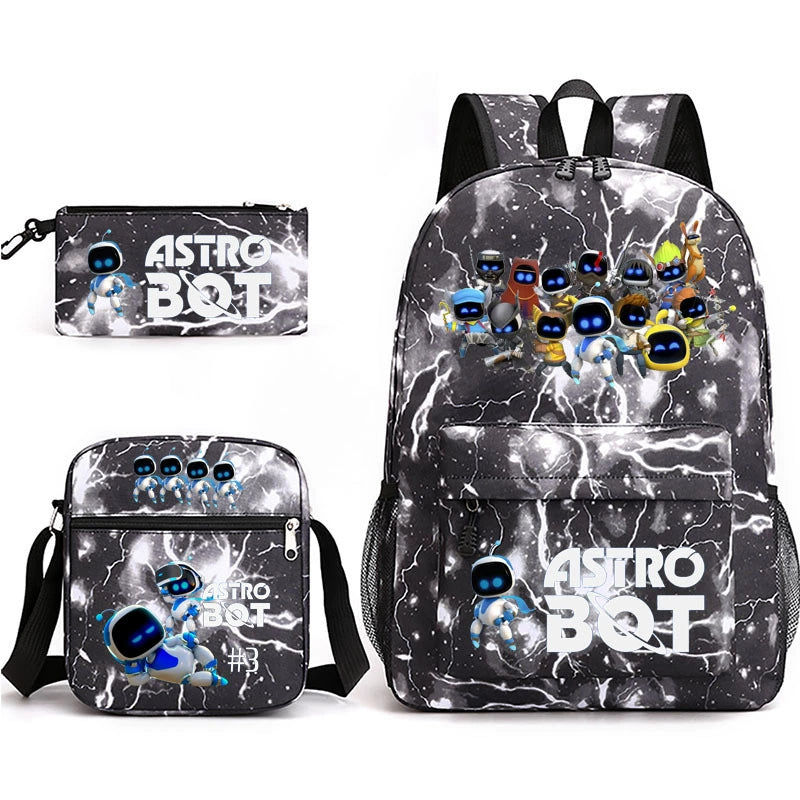 Astro Bot Schoolbag Backpack Shoulder Bag Pencil Bag 3pcs set for Kids Students