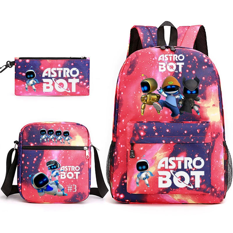 Astro Bot Schoolbag Backpack Shoulder Bag Pencil Bag 3pcs set for Kids Students