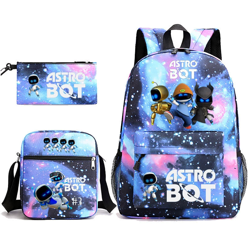 Astro Bot Schoolbag Backpack Shoulder Bag Pencil Bag 3pcs set for Kids Students