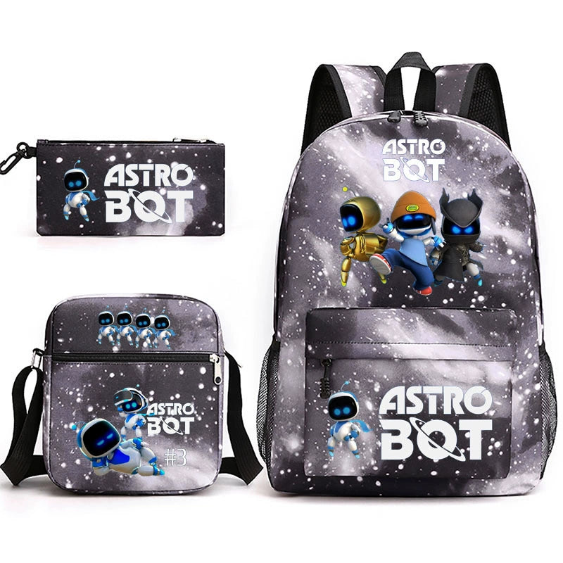 Astro Bot Schoolbag Backpack Shoulder Bag Pencil Bag 3pcs set for Kids Students