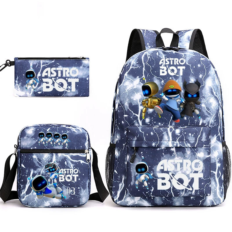 Astro Bot Schoolbag Backpack Shoulder Bag Pencil Bag 3pcs set for Kids Students