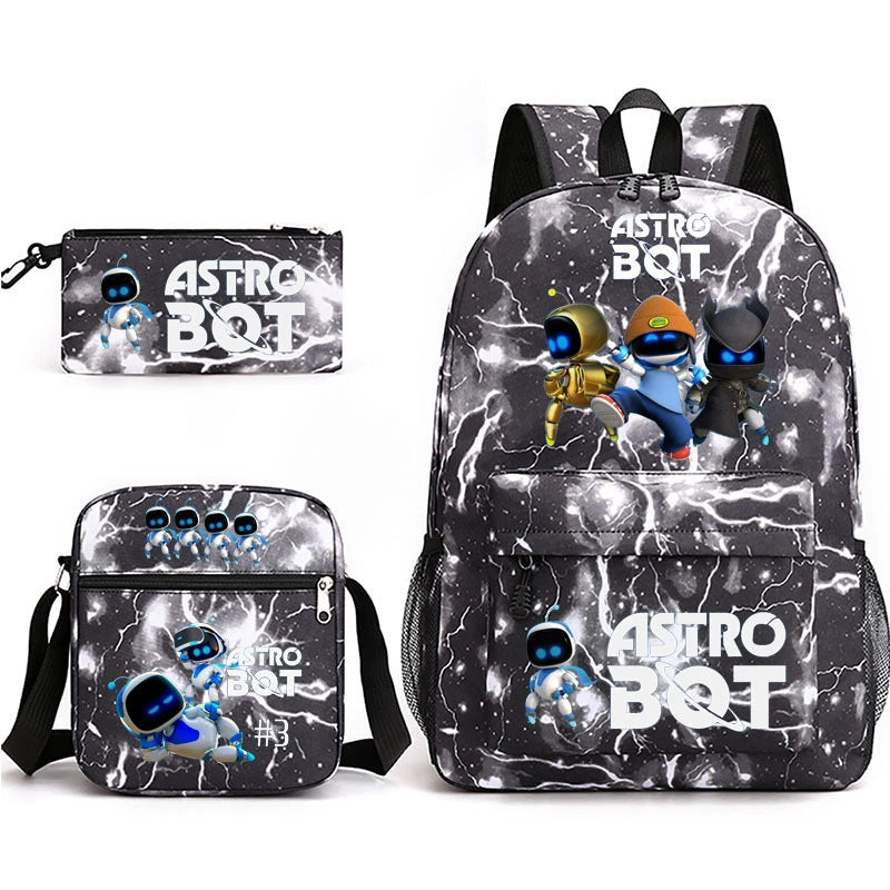 Astro Bot Schoolbag Backpack Shoulder Bag Pencil Bag 3pcs set for Kids Students