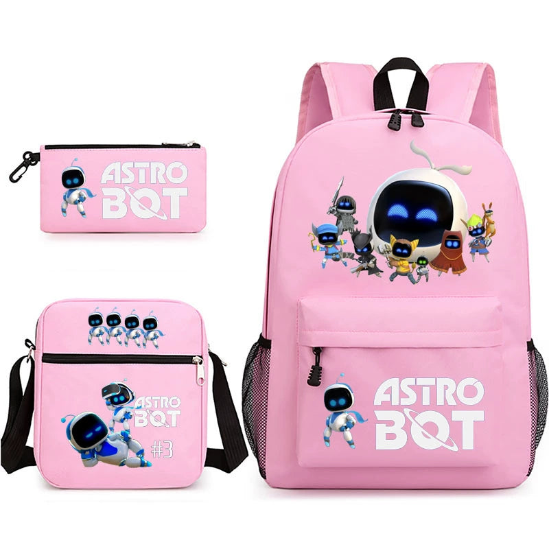 Astro Bot Schoolbag Backpack Shoulder Bag Pencil Bag 3pcs set for Kids Students