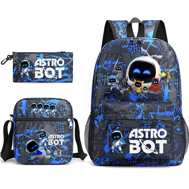 Astro Bot Schoolbag Backpack Shoulder Bag Pencil Bag 3pcs set for Kids Students