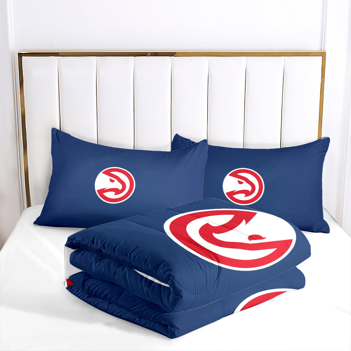 Atlanta Basketball Hawks Comforter Pillowcases 3PC Sets Blanket All Season Reversible Quilted Duvet