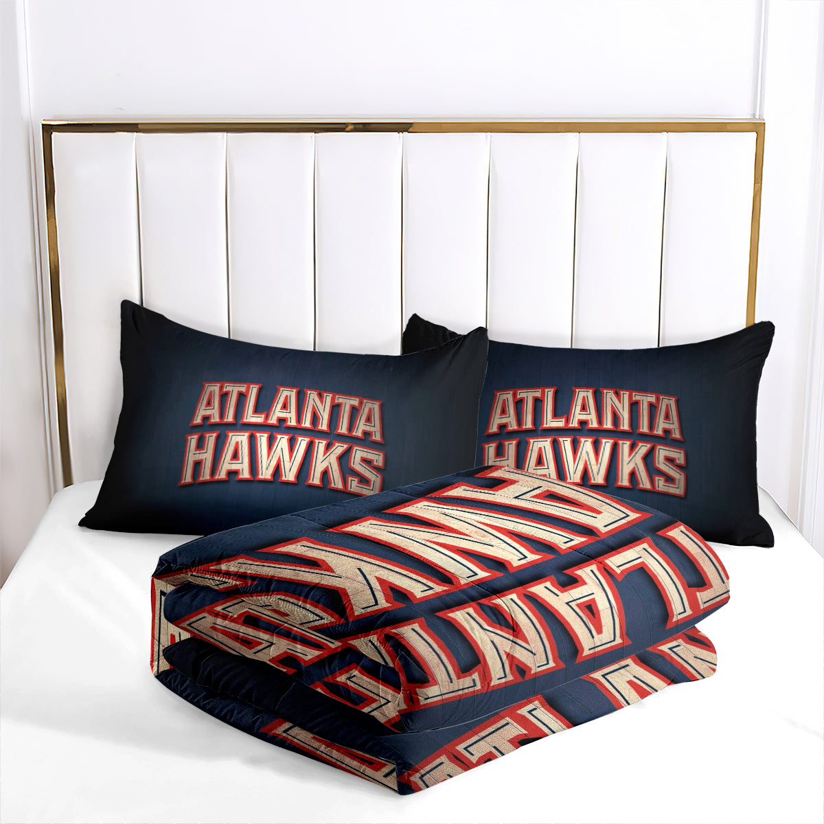 Atlanta Basketball Hawks Comforter Pillowcases 3PC Sets Blanket All Season Reversible Quilted Duvet