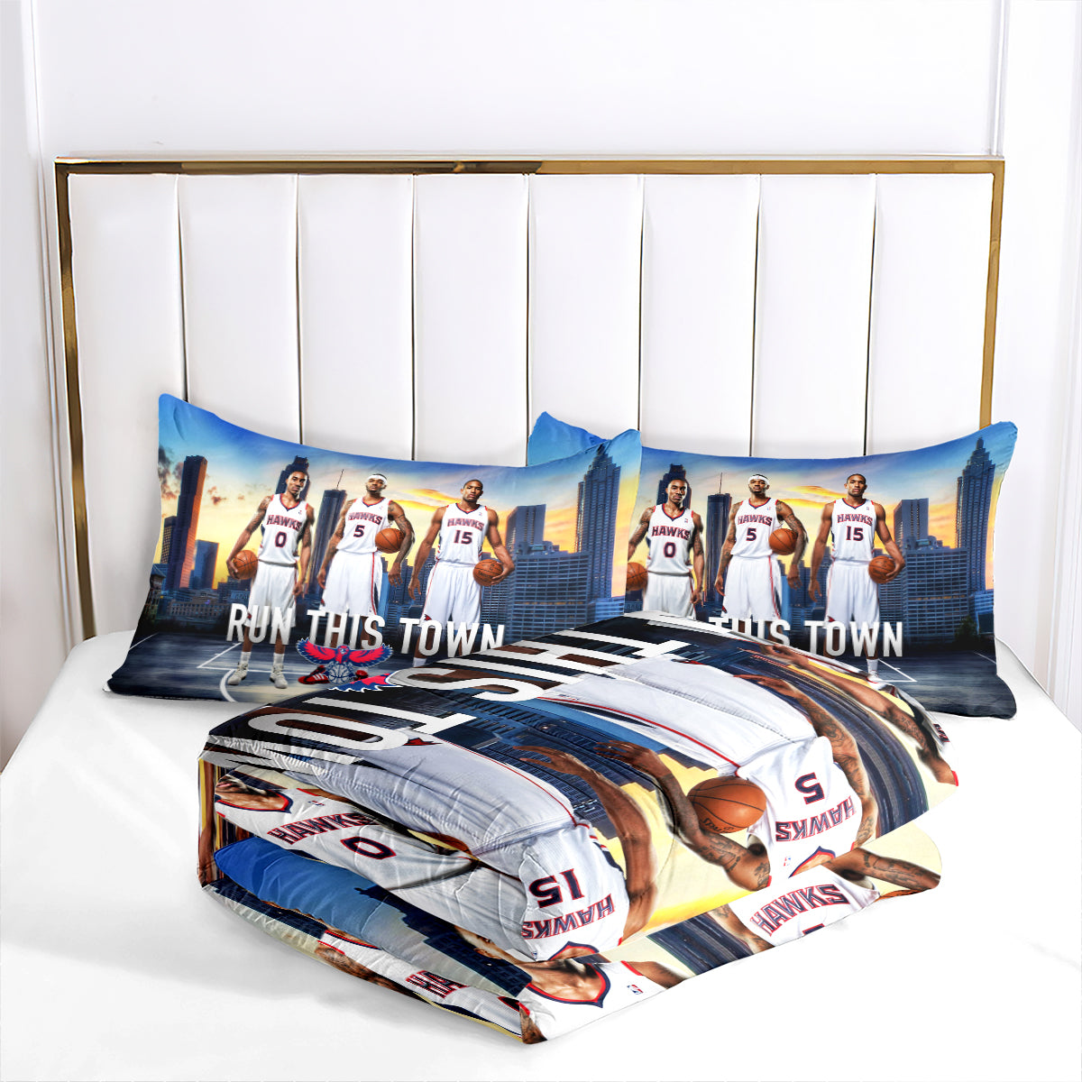 Atlanta Basketball Hawks Comforter Pillowcases 3PC Sets Blanket All Season Reversible Quilted Duvet