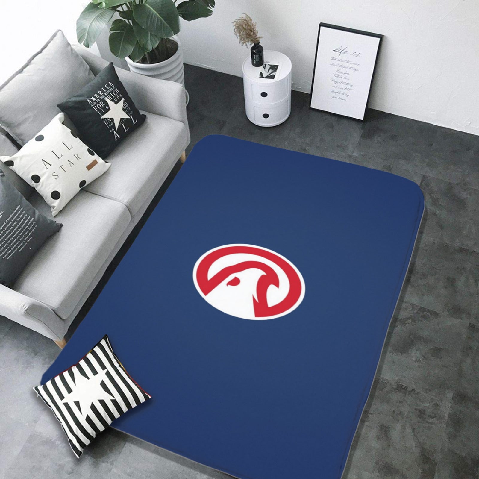 Atlanta Basketball Hawks Rugs Bedroom Living Room Bathroom Carpet Mat Rug