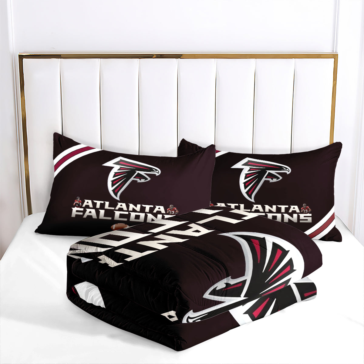 Atlanta Rugby Football Falcons Comforter Pillowcases 3PC Sets Blanket All Season Reversible Quilted Duvet