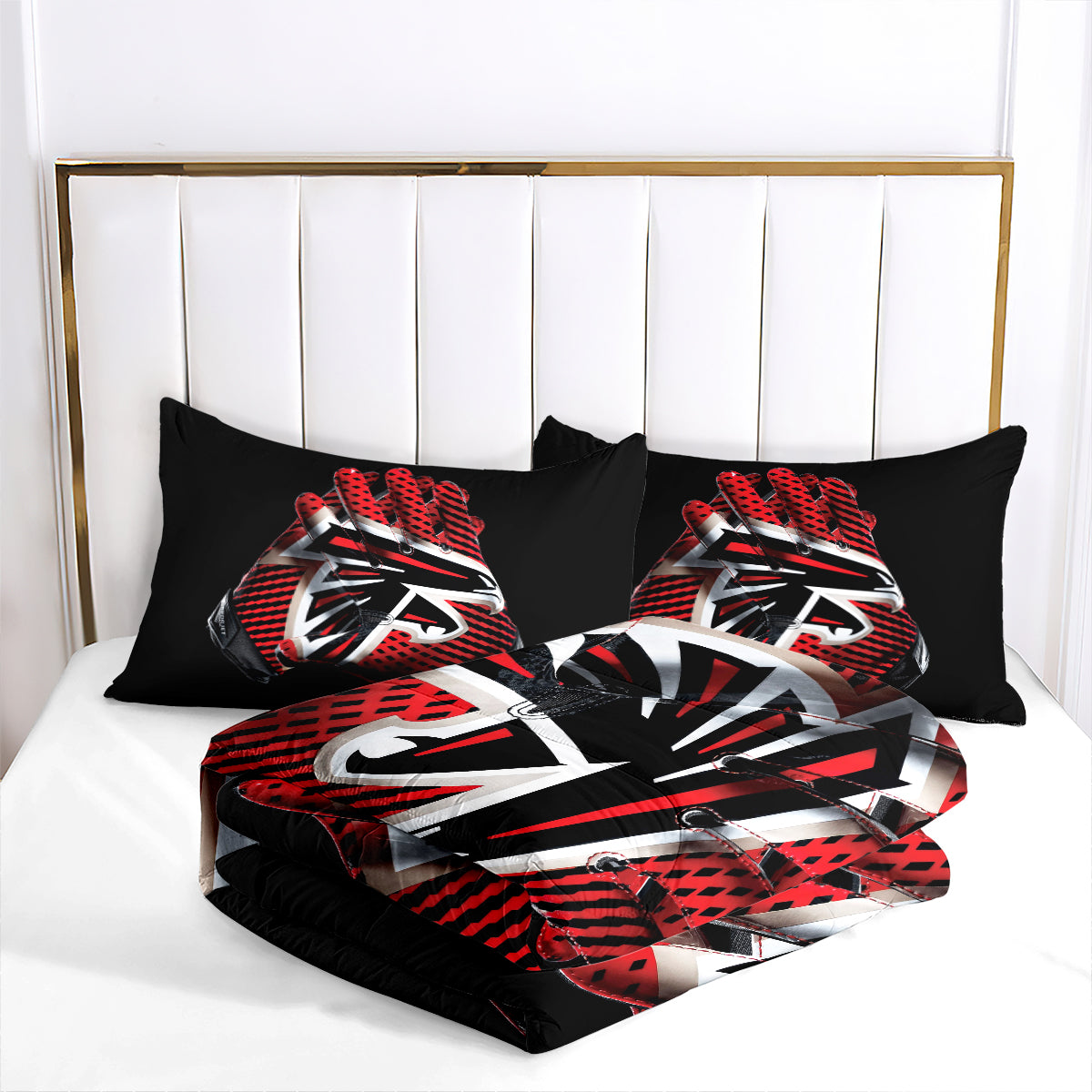 Atlanta Rugby Football Falcons Comforter Pillowcases 3PC Sets Blanket All Season Reversible Quilted Duvet