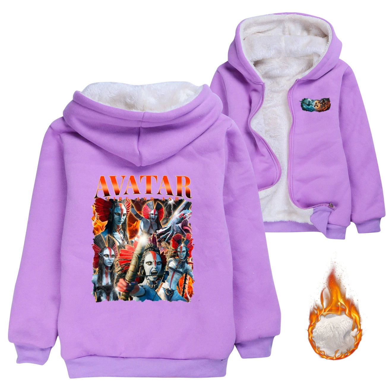 Avatar Sherpa Lined Hoodie Fleece Sweatshirt Full Zip Hooded Jacket for Kid