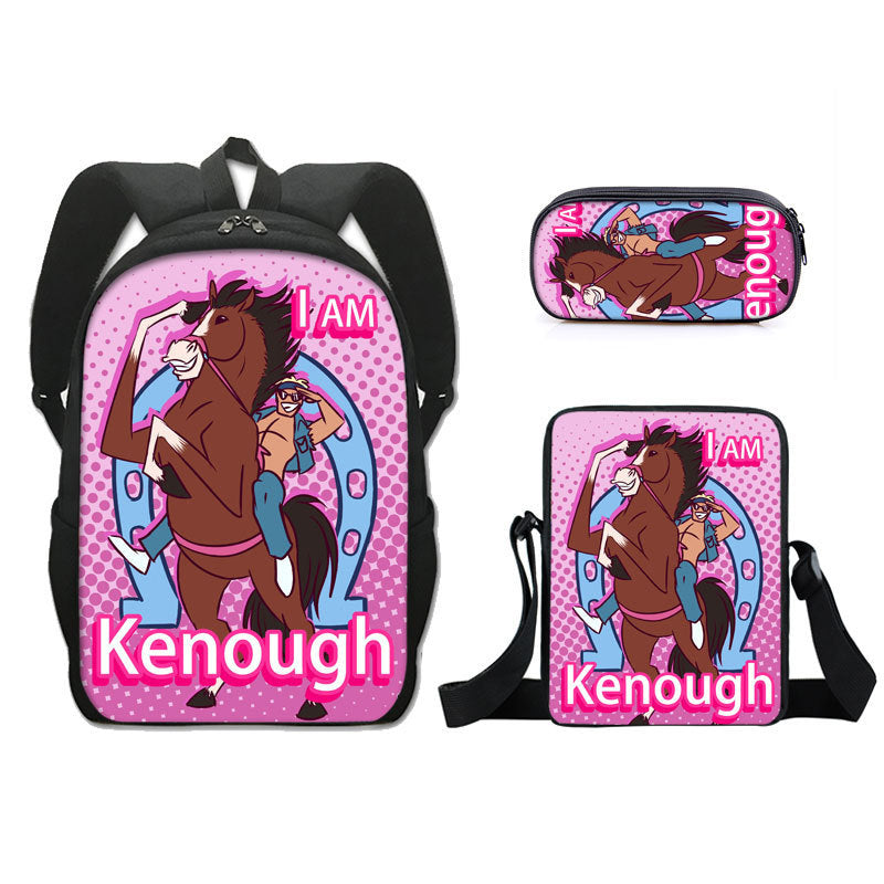Barbie 2023 Full Printed Backpack Schoolbag Travel Notebook Bag Lunch Bag Pencil Bag for Kids Students 3PCS