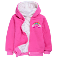 Barbie The Movie Sherpa Lined Hoodie Fleece Sweatshirt Full Zip Hooded Jacket for Kids