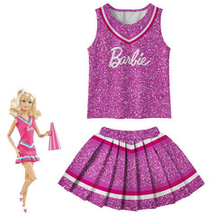 Barbie Movie Cheerleader Cosplay Costume for Girls Halloween Fancy Dress