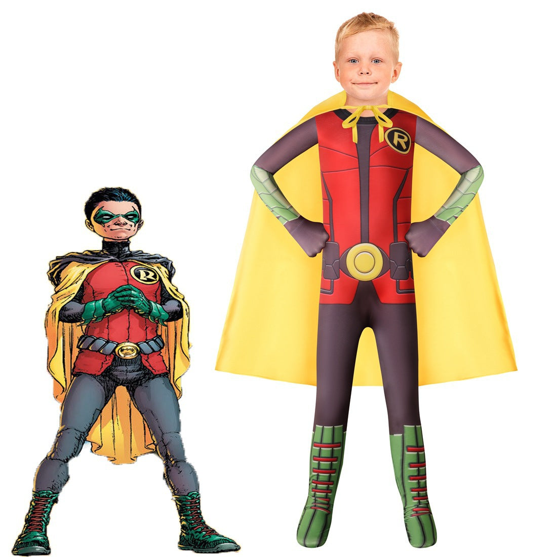 Batman Robin Cosplay Costume with Mask Boys Girls Bodysuit Halloween Fancy Jumpsuits