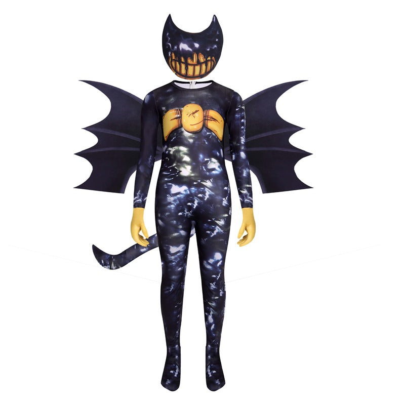 Bendy and Ink Machine Cosplay Costume with Mask Boys Girls Bodysuit Halloween Fancy Jumpsuits