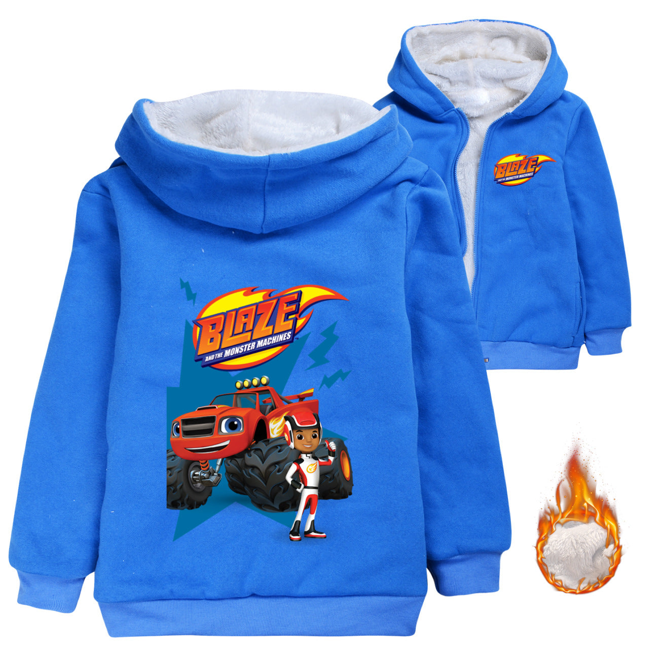 Blaze and the Monster Machines Sherpa Lined Hoodie Fleece Sweatshirt Full Zip Hooded Jacket for Kids