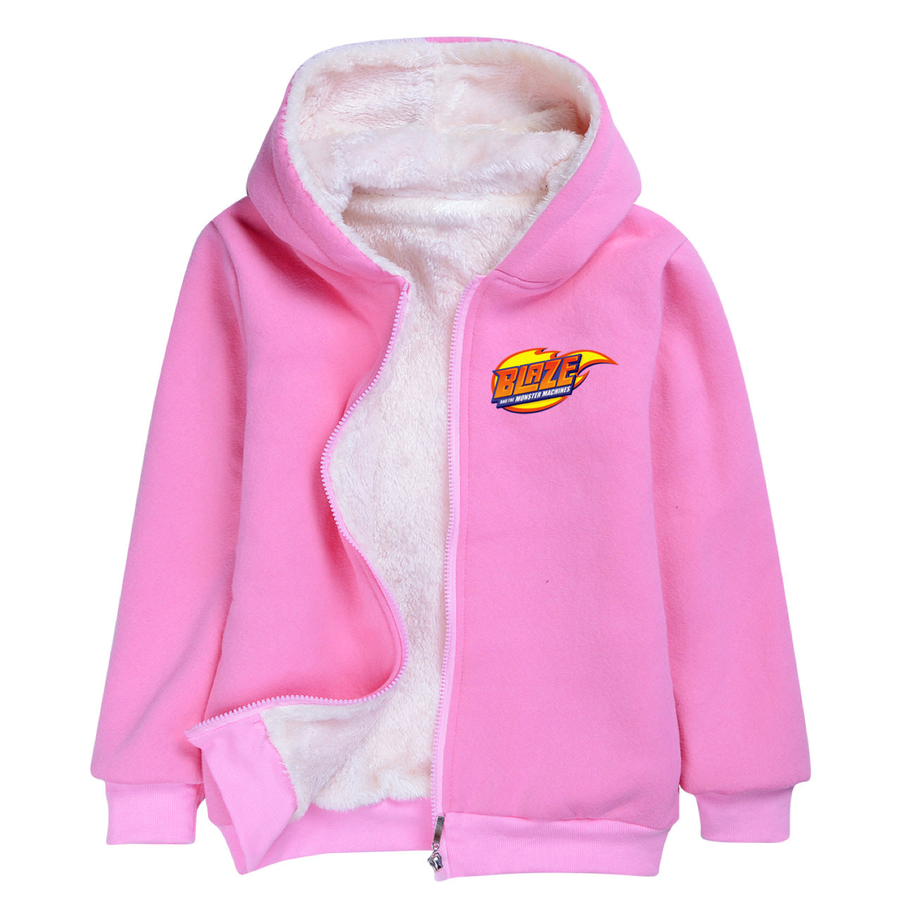 Blaze and the Monster Machines Sherpa Lined Hoodie Fleece Sweatshirt Full Zip Hooded Jacket for Kids