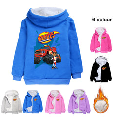 Blaze and the Monster Machines Sherpa Lined Hoodie Fleece Sweatshirt Full Zip Hooded Jacket for Kids