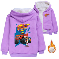 Blaze and the Monster Machines Sherpa Lined Hoodie Fleece Sweatshirt Full Zip Hooded Jacket for Kids