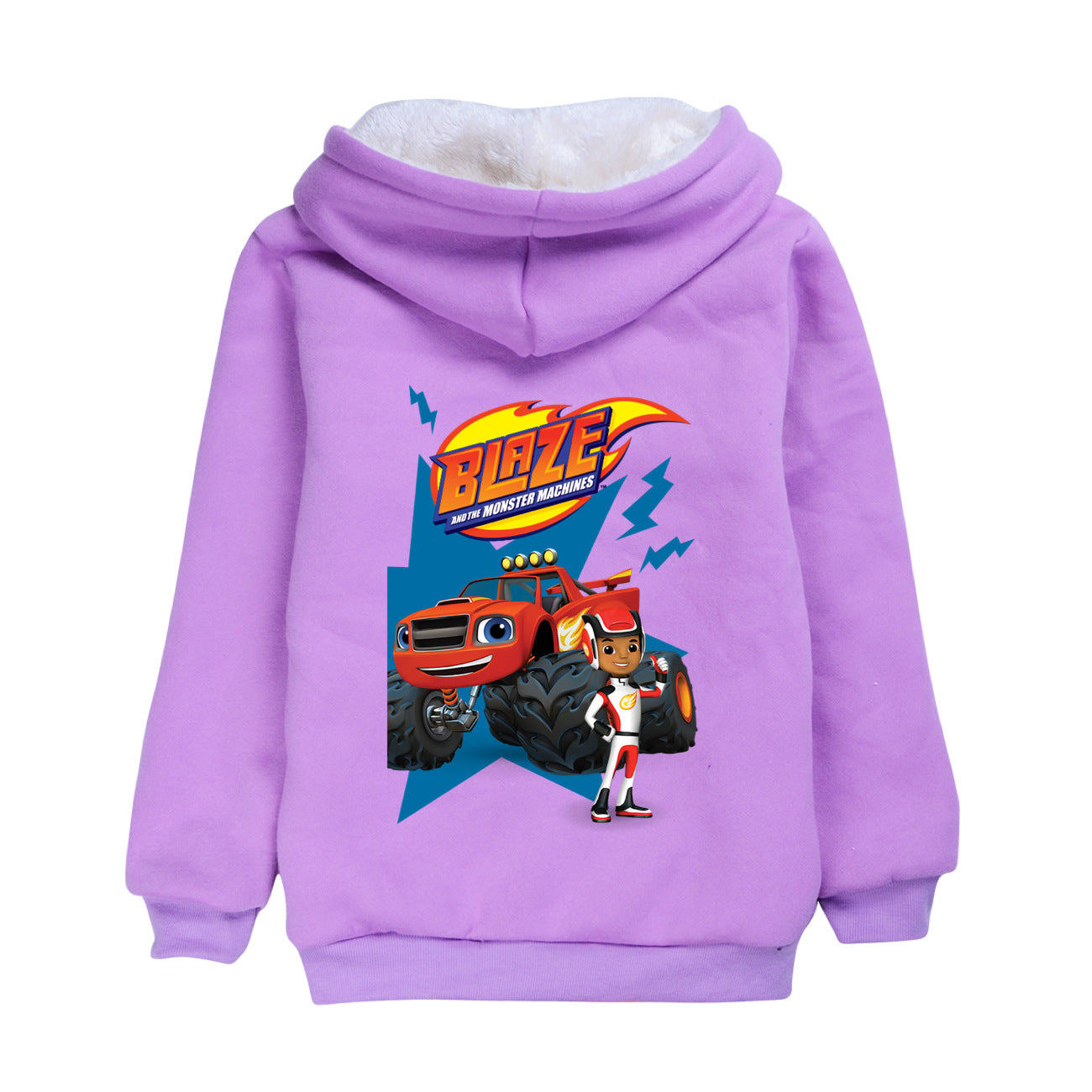 Blaze and the Monster Machines Sherpa Lined Hoodie Fleece Sweatshirt Full Zip Hooded Jacket for Kids