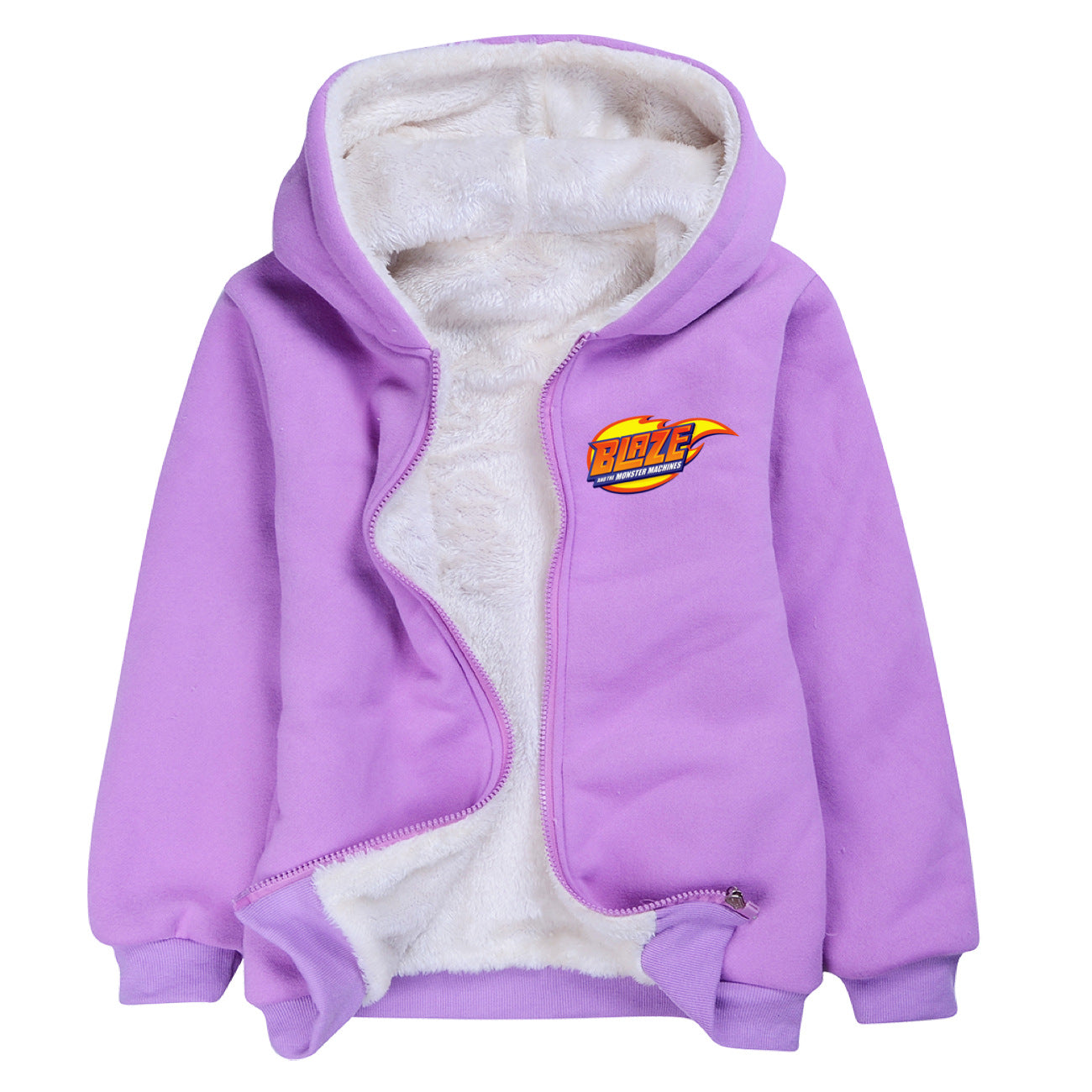 Blaze and the Monster Machines Sherpa Lined Hoodie Fleece Sweatshirt Full Zip Hooded Jacket for Kids