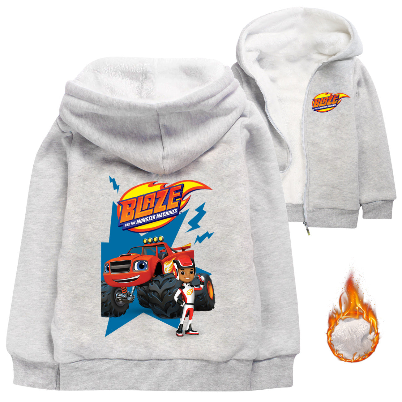 Blaze and the Monster Machines Sherpa Lined Hoodie Fleece Sweatshirt Full Zip Hooded Jacket for Kids