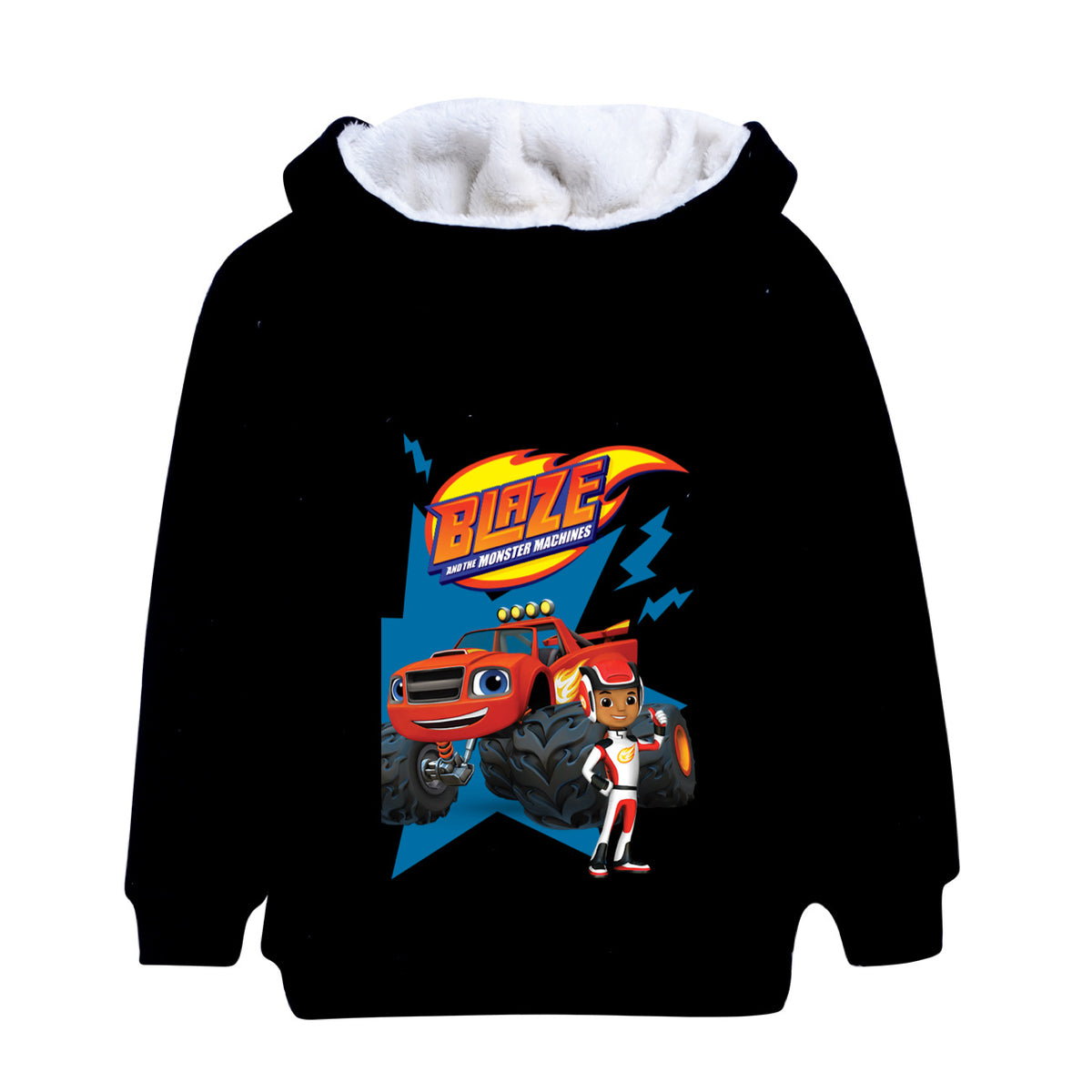 Blaze and the Monster Machines Sherpa Lined Hoodie Fleece Sweatshirt Full Zip Hooded Jacket for Kids