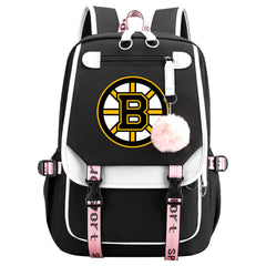 Boston Bruins Hockey League Waterproof Backpack School Notebook Travel Bag USB Charging