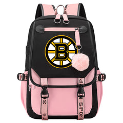 Boston Bruins Hockey League Waterproof Backpack School Notebook Travel Bag USB Charging