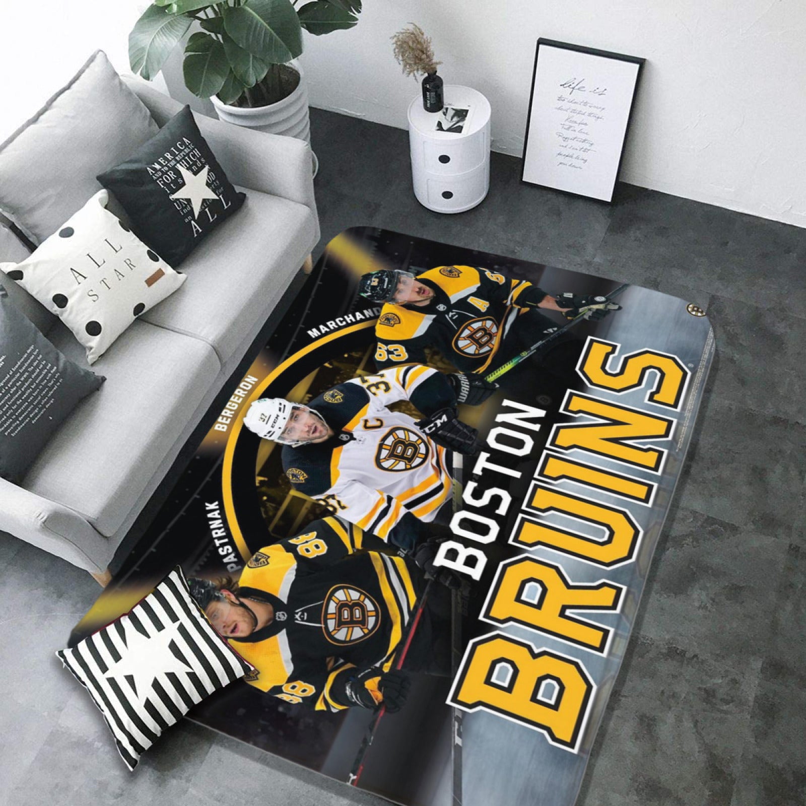 Boston Bruins Hockey Rugs Bedroom Living Room Bathroom Carpet Mat Rug