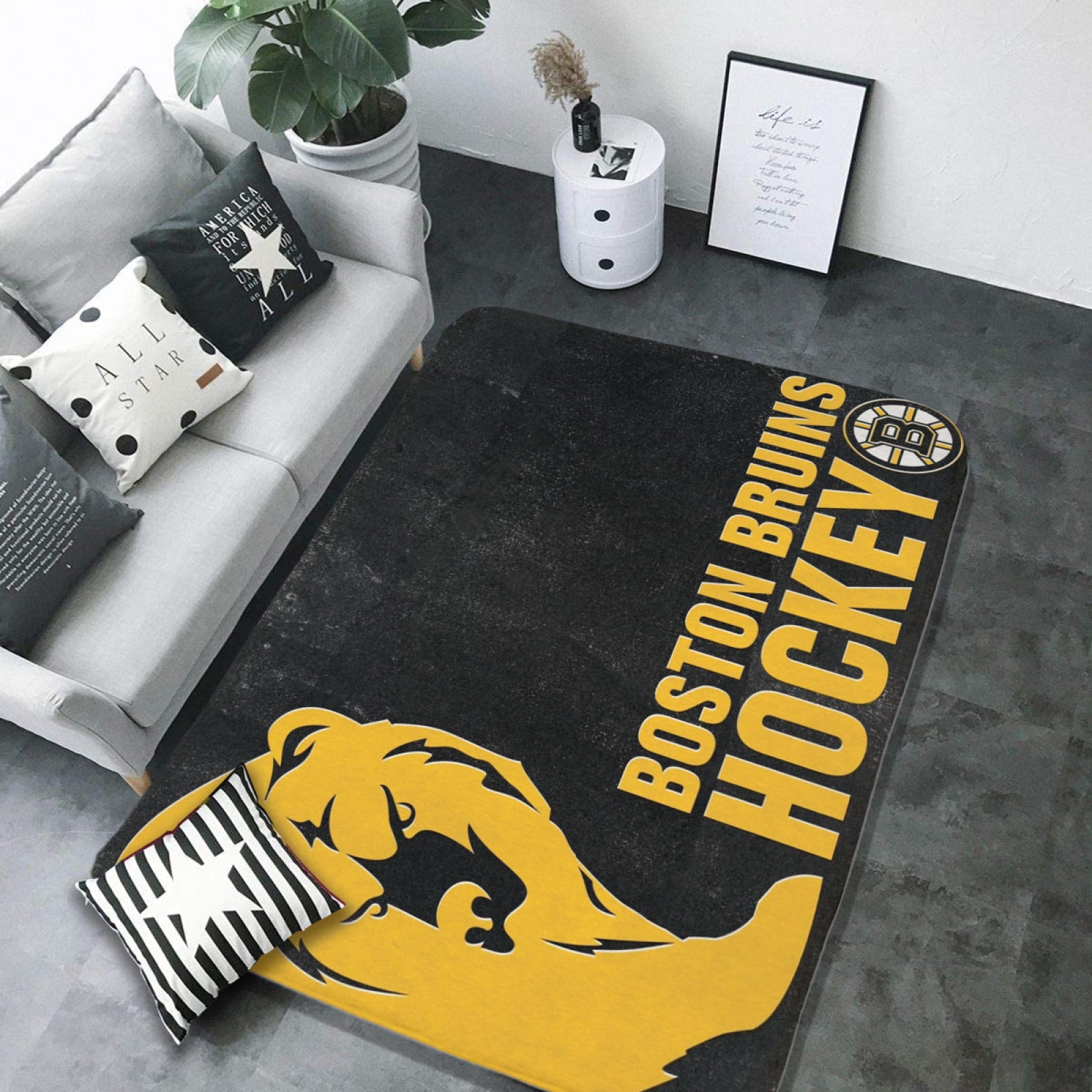 Boston Bruins Hockey Rugs Bedroom Living Room Bathroom Carpet Mat Rug