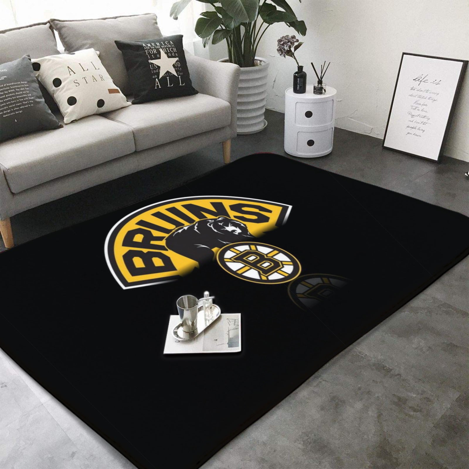 Boston Bruins Hockey Rugs Bedroom Living Room Bathroom Carpet Mat Rug