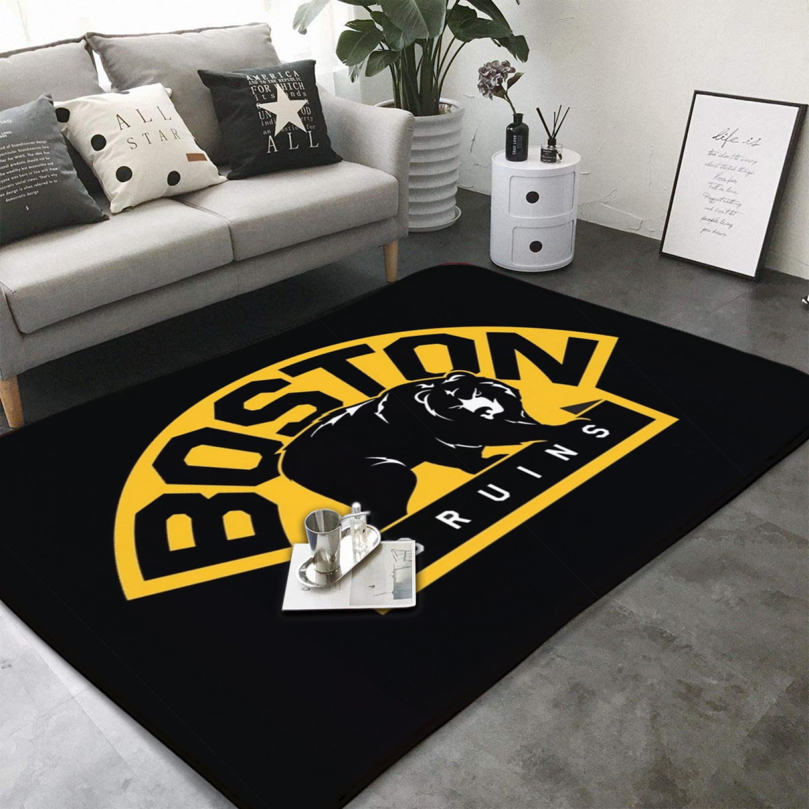 Boston Bruins Hockey Rugs Bedroom Living Room Bathroom Carpet Mat Rug