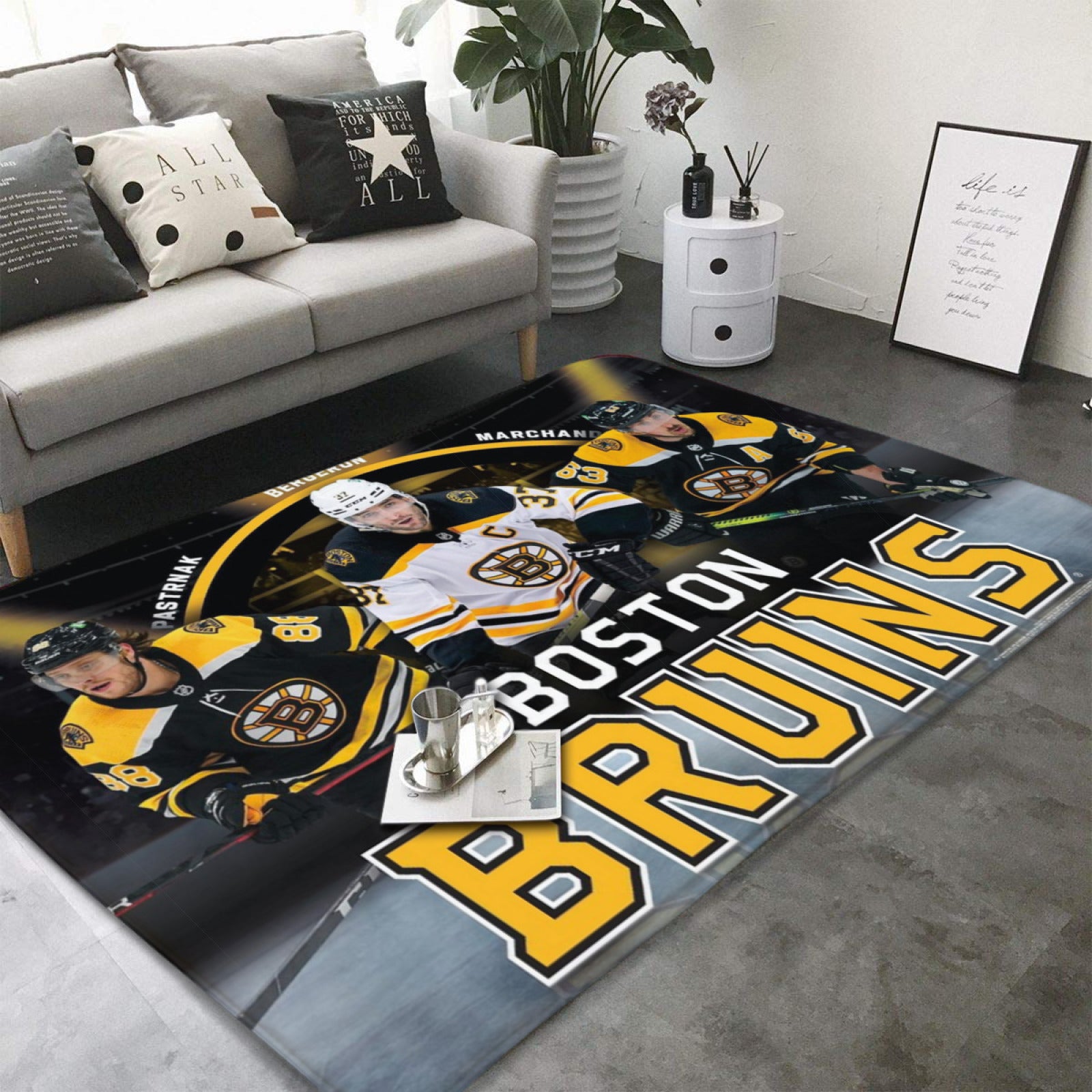 Boston Bruins Hockey Rugs Bedroom Living Room Bathroom Carpet Mat Rug