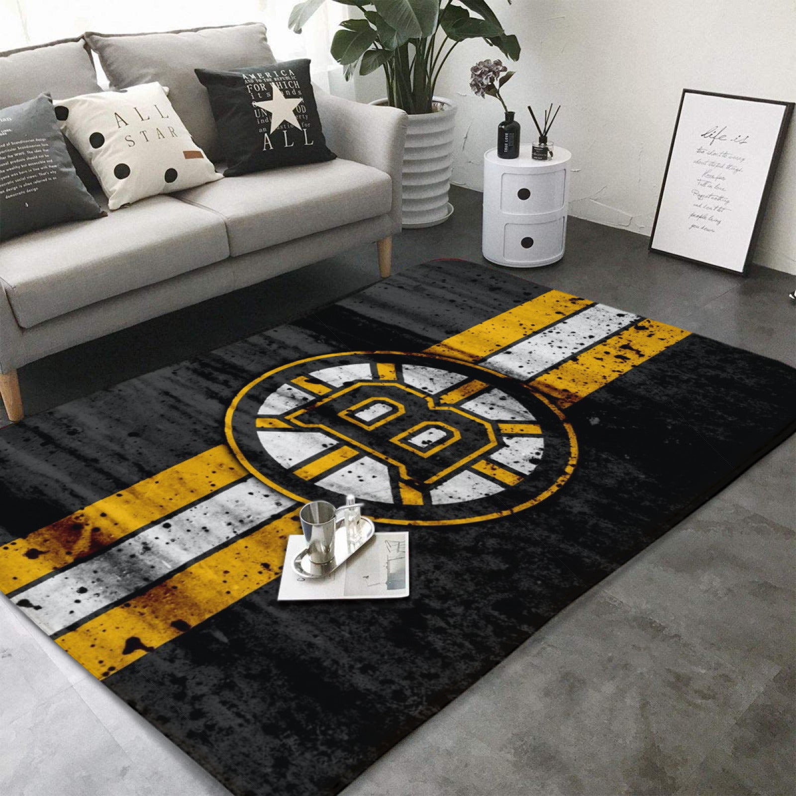 Boston Bruins Hockey Rugs Bedroom Living Room Bathroom Carpet Mat Rug