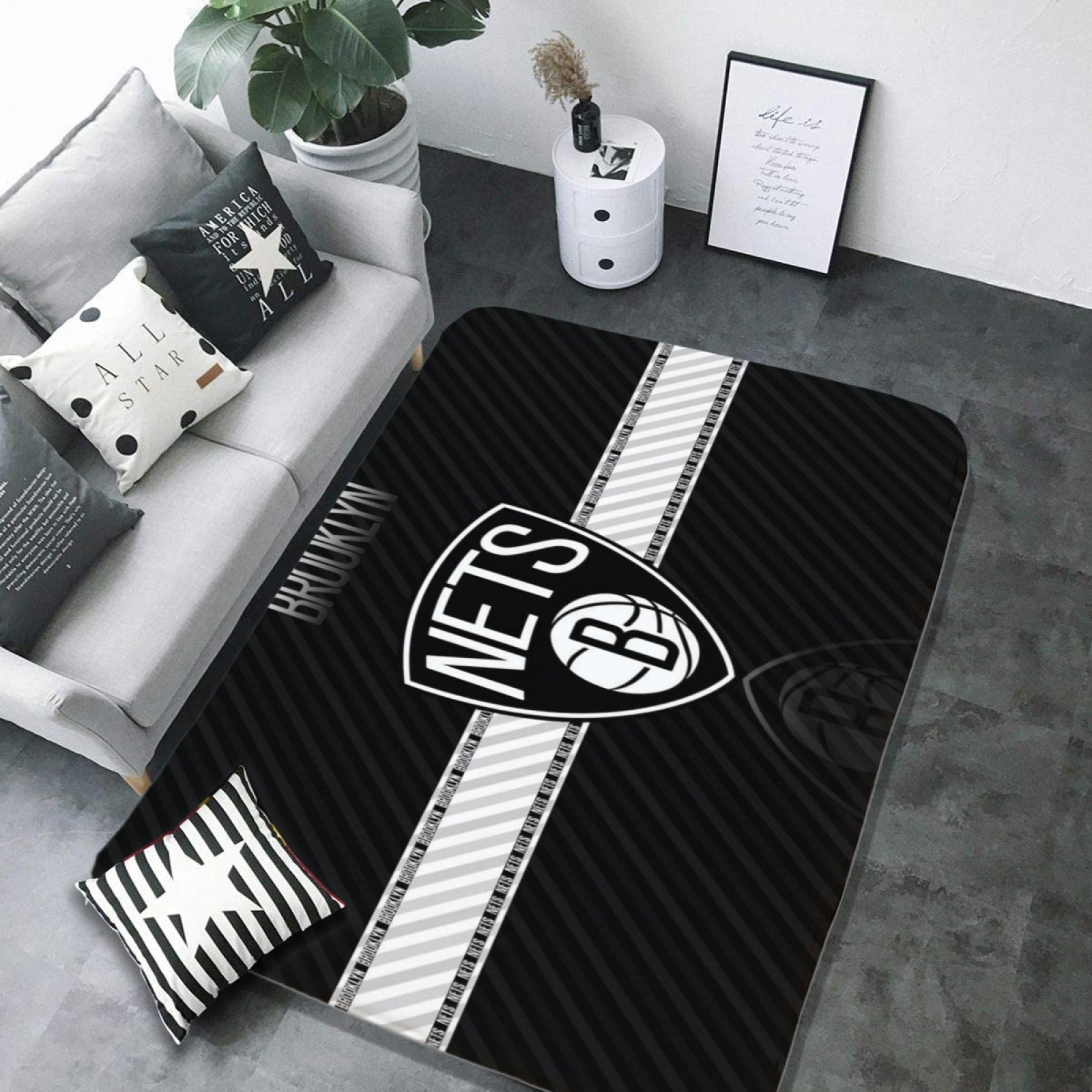 Brooklyn Basketball Nets Rugs Bedroom Living Room Bathroom Carpet Mat Rug