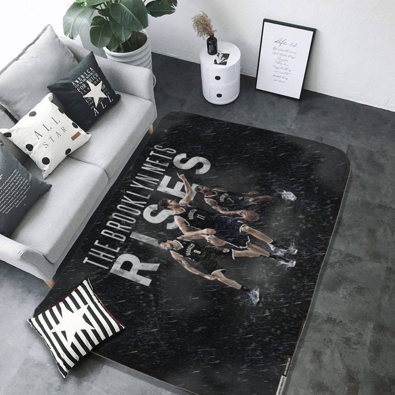 Brooklyn Basketball Nets Rugs Bedroom Living Room Bathroom Carpet Mat Rug